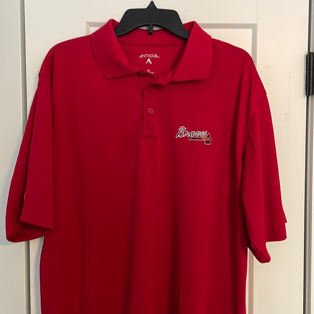 Atlanta Braves Men’s Red Antigua Short Sleeve Polo Shirt MLB